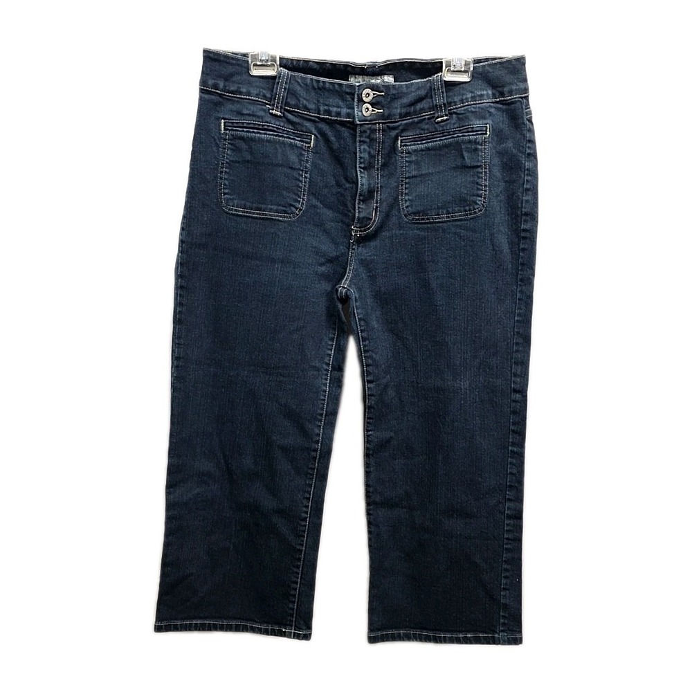 Chico's Platinum Cropped Wide Leg Jeans Dark Wash Casual sz 2 US M
